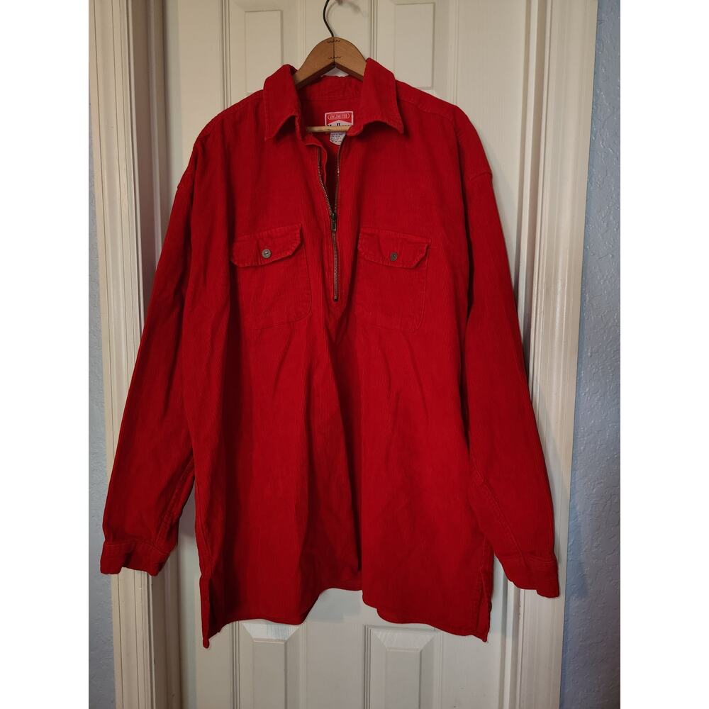 Vintage Marlboro 1/4 Zip Red Corduroy Pullover Jacket